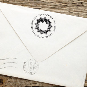 Kerstvakantie groen krans retouradres  zelfinktende stempel