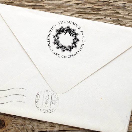 Kerstvakantie groen krans retouradres  zelfinktende stempel