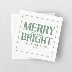 Kerstvakantie Groen Merry And Bright Servet