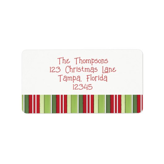 Kerstvakantie groen rood gestreept speels schattig etiket (Voorkant)
