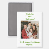 Kerstvakantie groene tekst foto magneet (Voorkant / Achterkant)