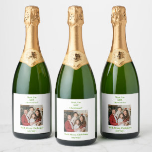 Kerstvakantie groene tekst foto sparkling wijnetiket