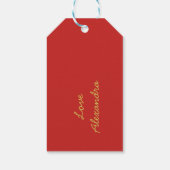 Kerstvakantie groet persoonlijk rood cadeaulabel (Achterkant)