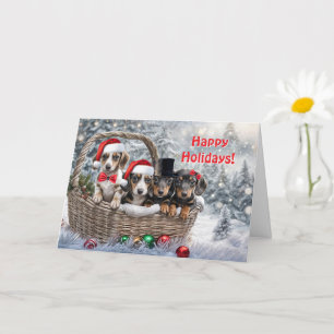 Kerstvakantie Groeten Schattigee Teckel Puppies Kaart