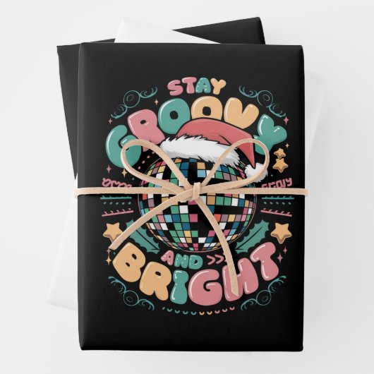 Kerstvakantie Groovy verblijf Groovy en Bright Inpakpapier Vel (In situ)