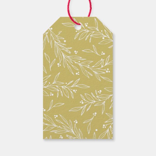 Kerstvakantie Hand getrokken gebladerte met bessen Cadeaulabel (Achterkant)