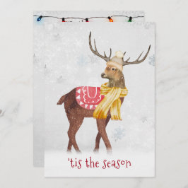 Kerstvakantie herten in sneeuwvlokken  kaart