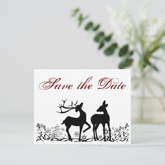 Kerstvakantie herten save the date aankondiging (Staand voorkant)