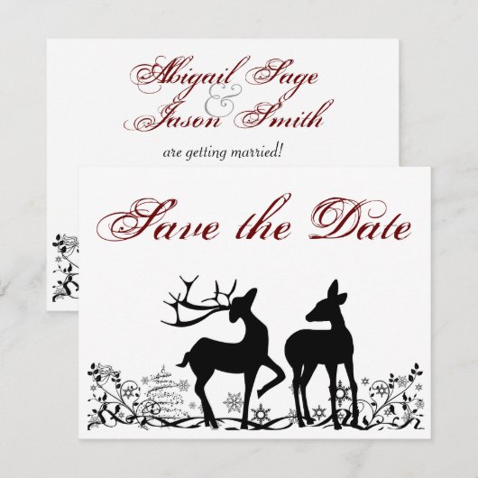 Kerstvakantie herten save the date aankondiging (Voorkant / Achterkant)