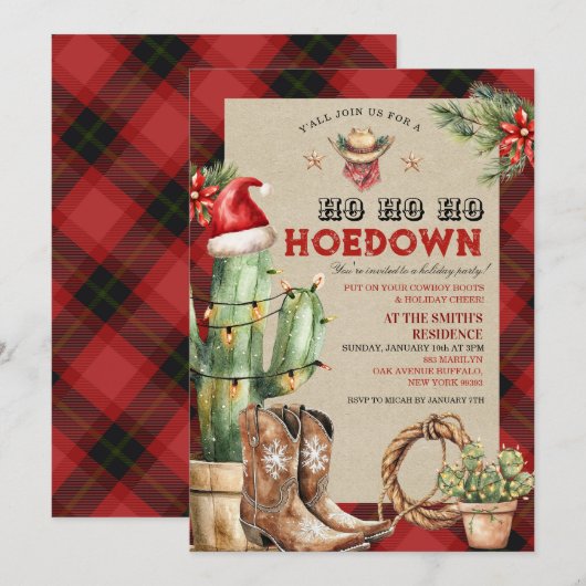Kerstvakantie Hoedown Cowboy Western Kaart (Voorkant / Achterkant)