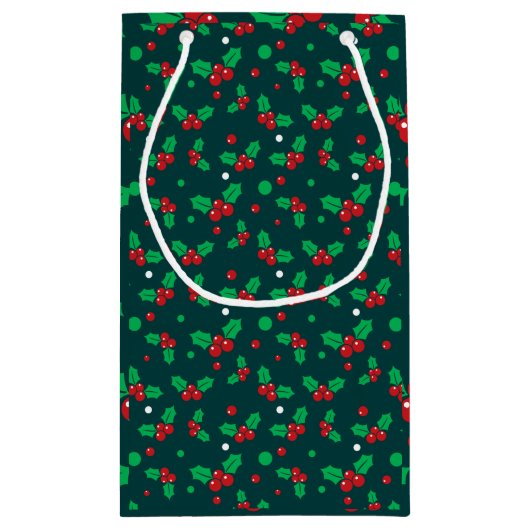 Kerstvakantie Holly Berry Mistletoe Gift Bag Klein Cadeauzakje (Achterkant)