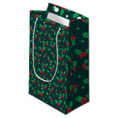 Kerstvakantie Holly Berry Mistletoe Gift Bag Klein Cadeauzakje (Voorkant Gekanteld)