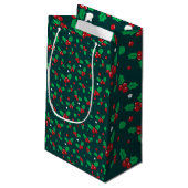 Kerstvakantie Holly Berry Mistletoe Gift Bag Klein Cadeauzakje (Achterkant Gekanteld)