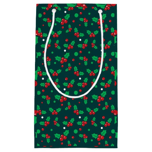 Kerstvakantie Holly Berry Mistletoe Gift Bag Klein Cadeauzakje (Voorkant)