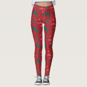 Kerstvakantie Holly Pattern Leggings (Voorkant)