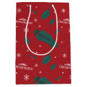 Kerstvakantie Holly Pattern Medium Cadeauzakje (Voorkant)