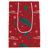 Kerstvakantie Holly Pattern Medium Cadeauzakje (Achterkant)