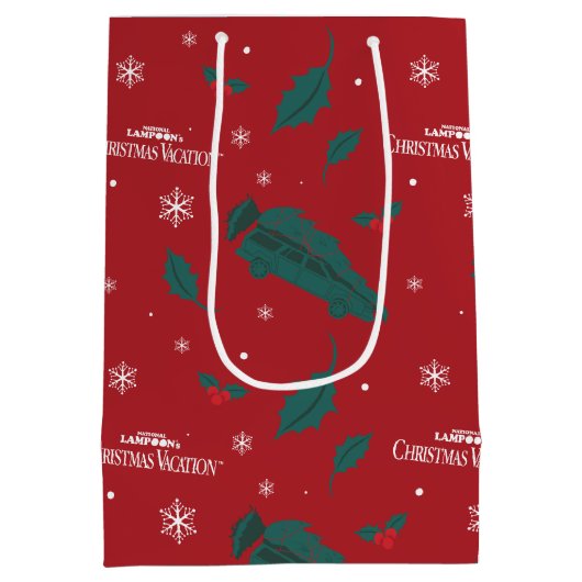 Kerstvakantie Holly Pattern Medium Cadeauzakje (Achterkant)