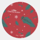 Kerstvakantie Holly Pattern Ronde Sticker (Voorkant)