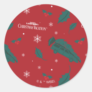 Kerstvakantie Holly Pattern Ronde Sticker