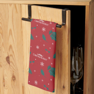 Kerstvakantie Holly Pattern Theedoek