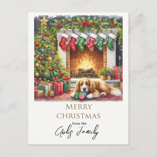 Kerstvakantie hond gepersonaliseerd briefkaart (Voorkant)