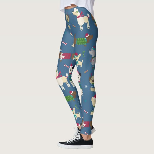 Kerstvakantie Hond Moppige Hond Leggings (Links)