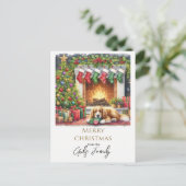 Kerstvakantie Hond Persoonlijk Briefkaart (Staand voorkant)