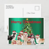 Kerstvakantie Hondenliefhebbers Green Merry Briefkaart (Voorkant / Achterkant)