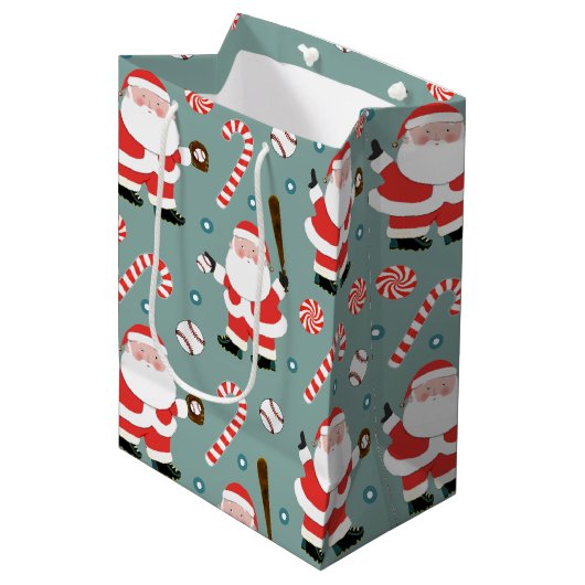 Kerstvakantie honkbal medium cadeauzakje (Voorkant Gekanteld)