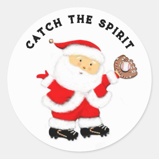 Kerstvakantie honkbal ronde sticker (Voorkant)