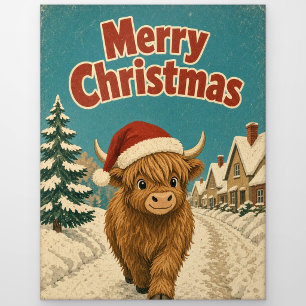 Kerstvakantie hooglander dier kerst briefkaart