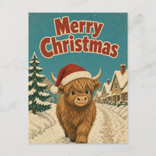 Kerstvakantie hooglander dier kerst briefkaart