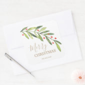 Kerstvakantie Hulst en Bessen Vierkante Sticker (Envelop)