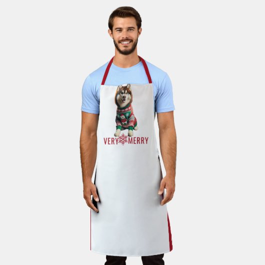 Kerstvakantie Husky All-Over Print Schort (Gedragen)