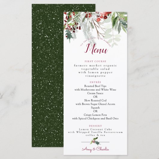 Kerstvakantie, huwelijksmenu 2 menu (Voorkant / Achterkant)