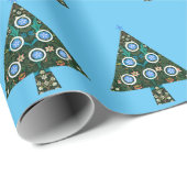 Kerstvakantie in blauw Cadeaupapier (Rol Hoek)