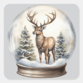 Kerstvakantie in een sneeuwbol vierkante sticker (Voorkant)