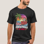 Kerstvakantie in juli Santa Beach Trip Tropische z T-shirt (Voorkant)