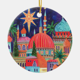 Kerstvakantie in Oosterse stad Keramisch Ornament