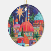 Kerstvakantie in Oosterse stad Keramisch Ornament (Links)