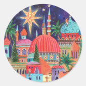Kerstvakantie in Oosterse stad Ronde Sticker (Voorkant)