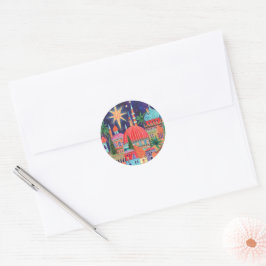 Kerstvakantie in Oosterse stad Ronde Sticker
