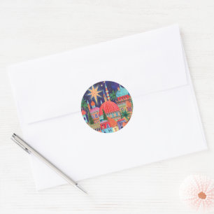 Kerstvakantie in Oosterse stad Ronde Sticker