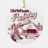 Kerstvakantie in vintage stijl keramisch ornament (Voorkant)