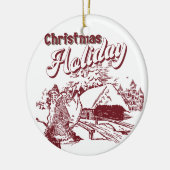 Kerstvakantie in vintage stijl keramisch ornament (Links)