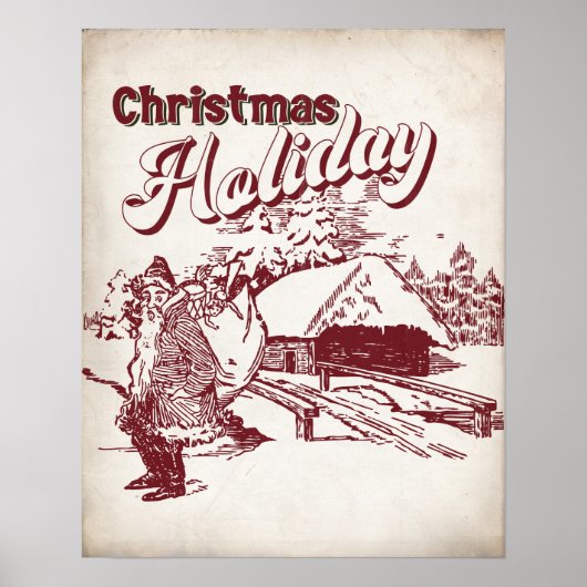 Kerstvakantie in vintage stijl poster (Voorkant)