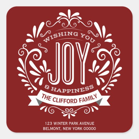 KERSTVAKANTIE JOY CHALKBOARD ADRES STICKERS (Voorkant)