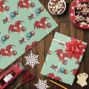 Kerstvakantie Joy Dragon Cadeaupapier
