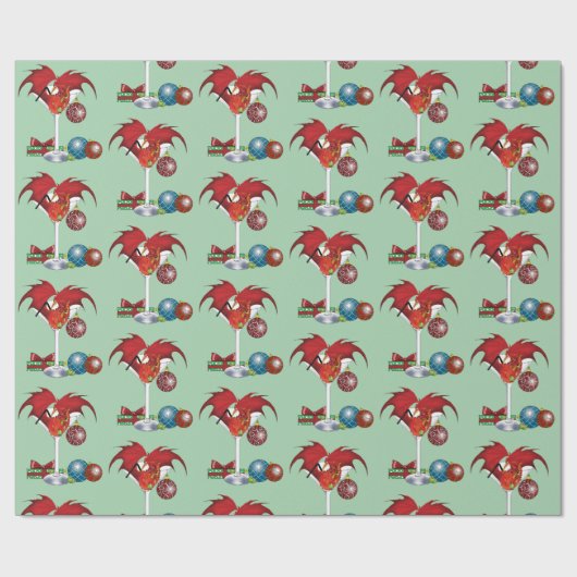 Kerstvakantie Joy Dragon Cadeaupapier (Vlak)